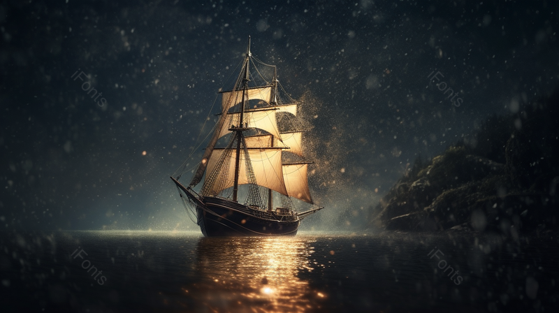 夜间帆船仍然在扬帆起航夜间照片图像,插画/手绘图,插画/手绘图库,插画/手绘图下载,插画/手绘